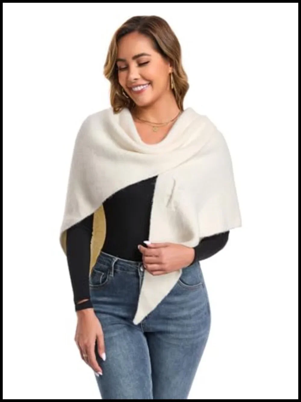 Women's Knit Pashmina Shawl Wrap Sweater Cardigan Cape Winter Shoulder Scarf